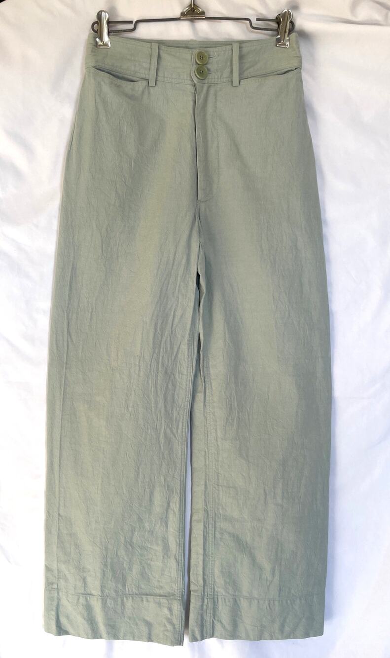 Apiece Apart Sea Glass Merida High Rise Wide Leg Cotton Pants Blue Green. 0